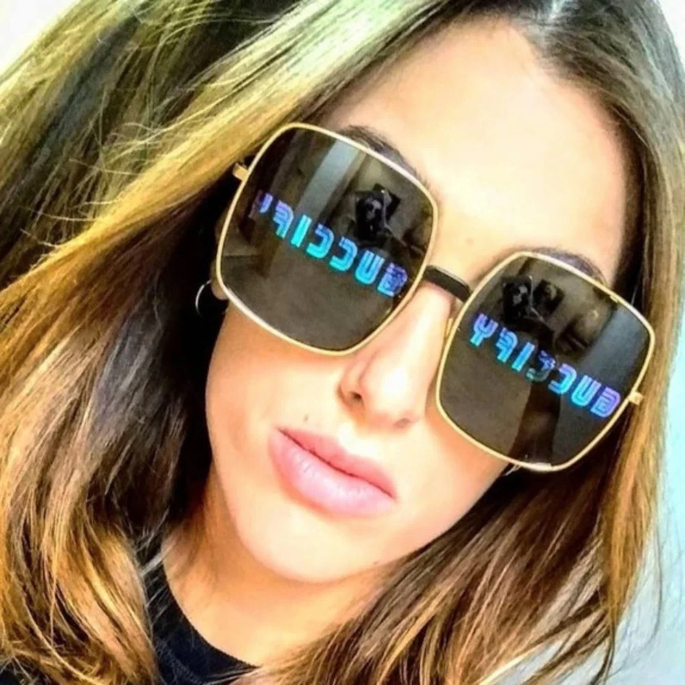 NWT Gucci GG0414S-002-60 Gold Oversized 60mm Sunglasses
